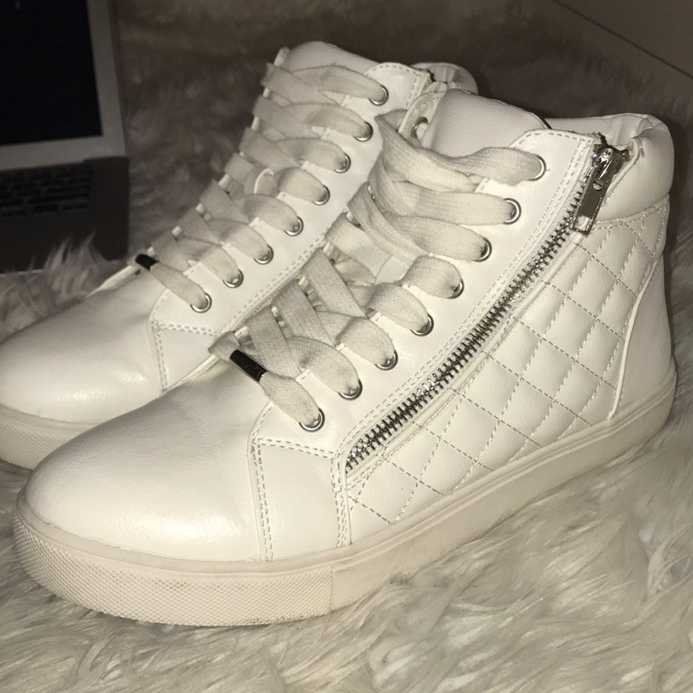 White Quilted High Top Steve Madden Sneakers